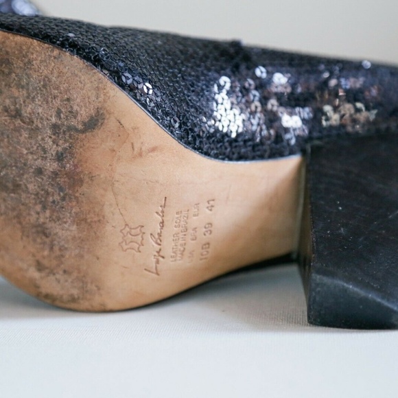 Luiza Barcelos Sequin Black Wedge Heels - Picture 8 of 8